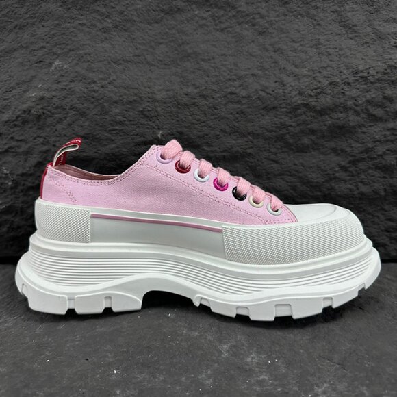 White & Pink Alexander McQueen Low-Top Platform Sneakers - Picture 9 of 9